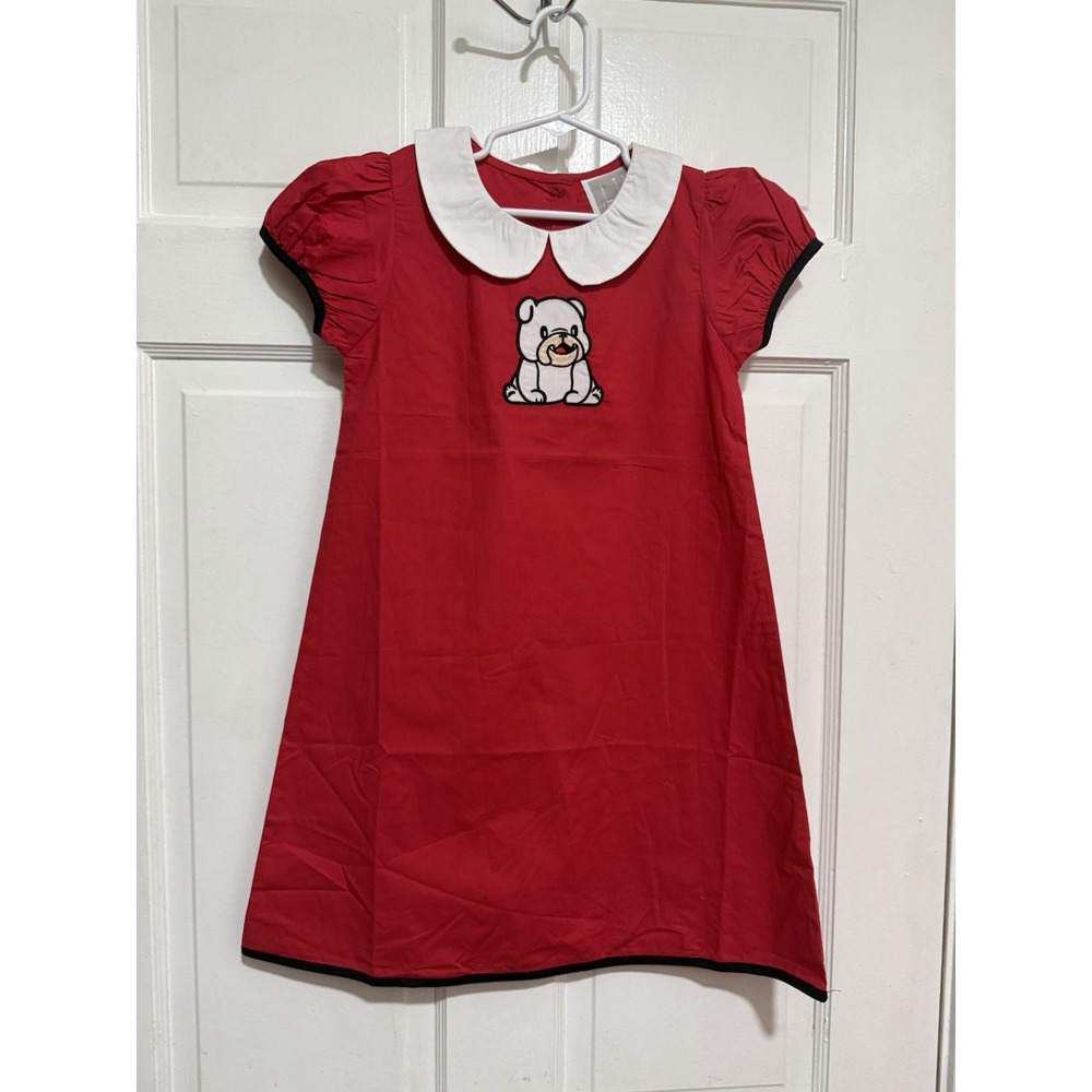NEW Size 6 Girls Bulldog Red Short Sleeve Football Dress Georgia Mascot Baseball